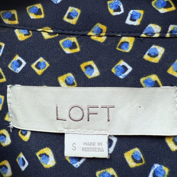 LOFT Tunic Blouse Size Small Blue Boho Floral Print Womens Top - Picture 6 of 8